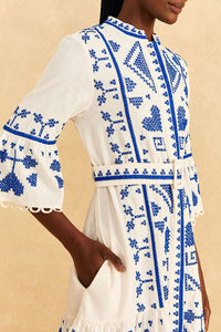 Robe courte en lin - Blanc
