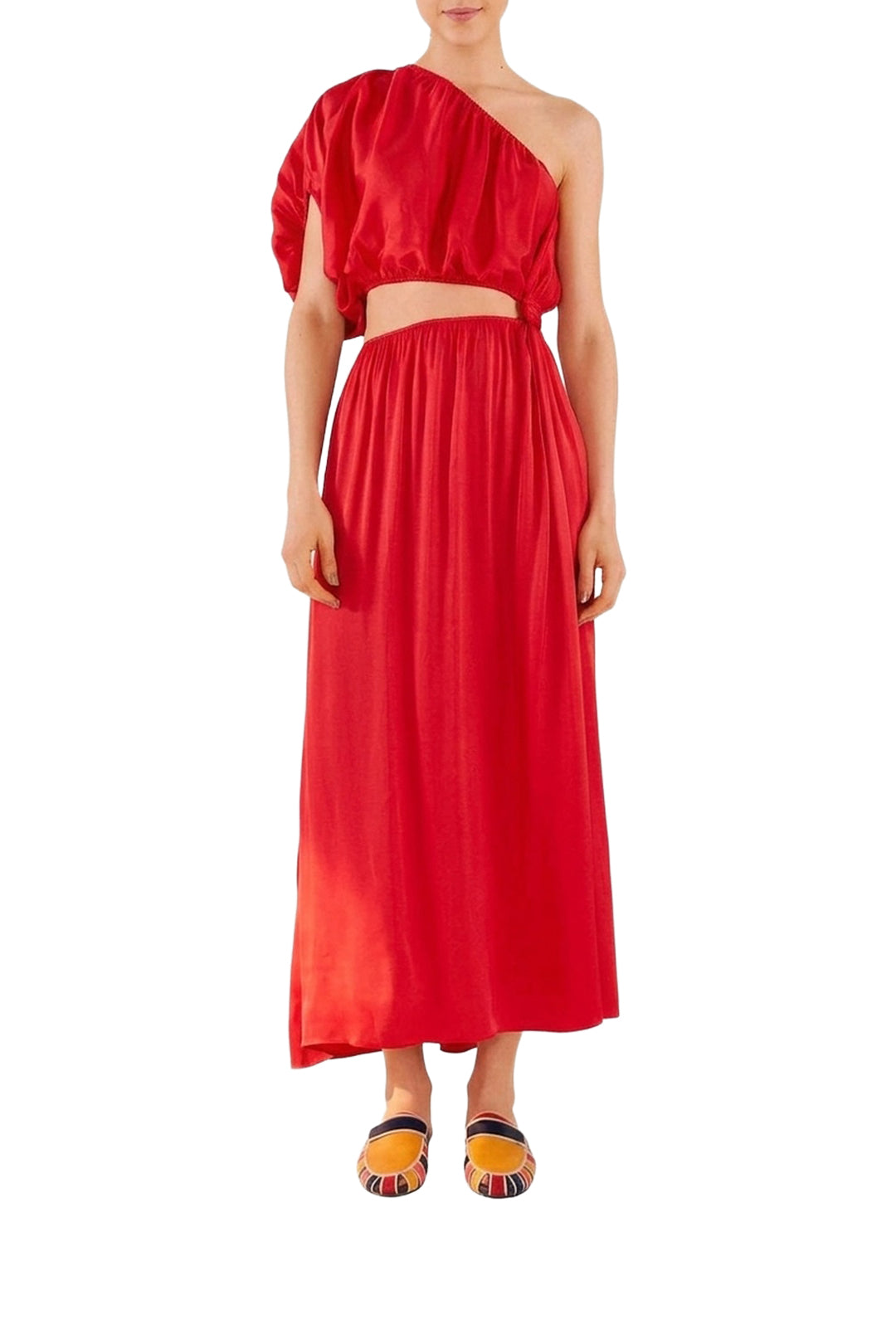 Robe longue asymétrique - Rouge