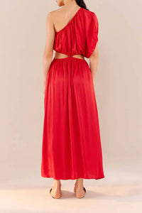 Robe longue asymétrique - Rouge
