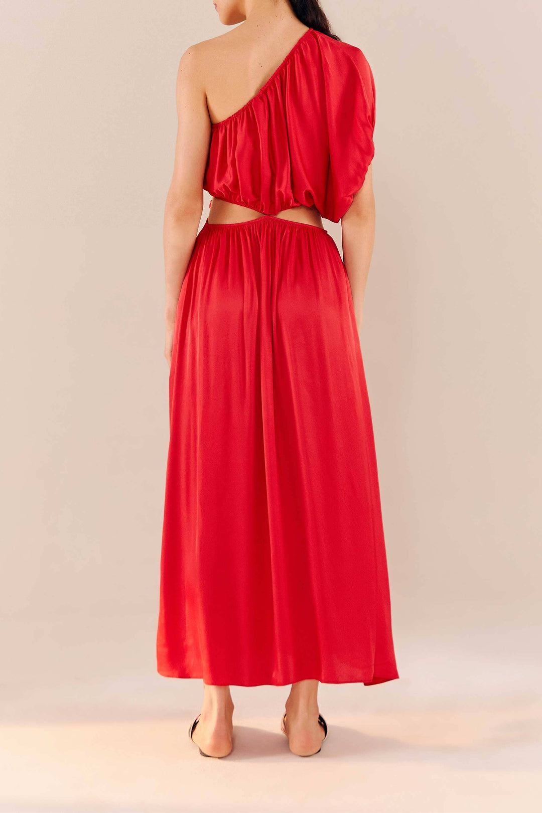 Robe longue asymétrique - Rouge