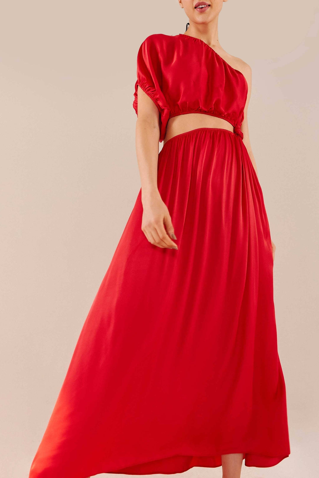 Robe longue asymétrique - Rouge