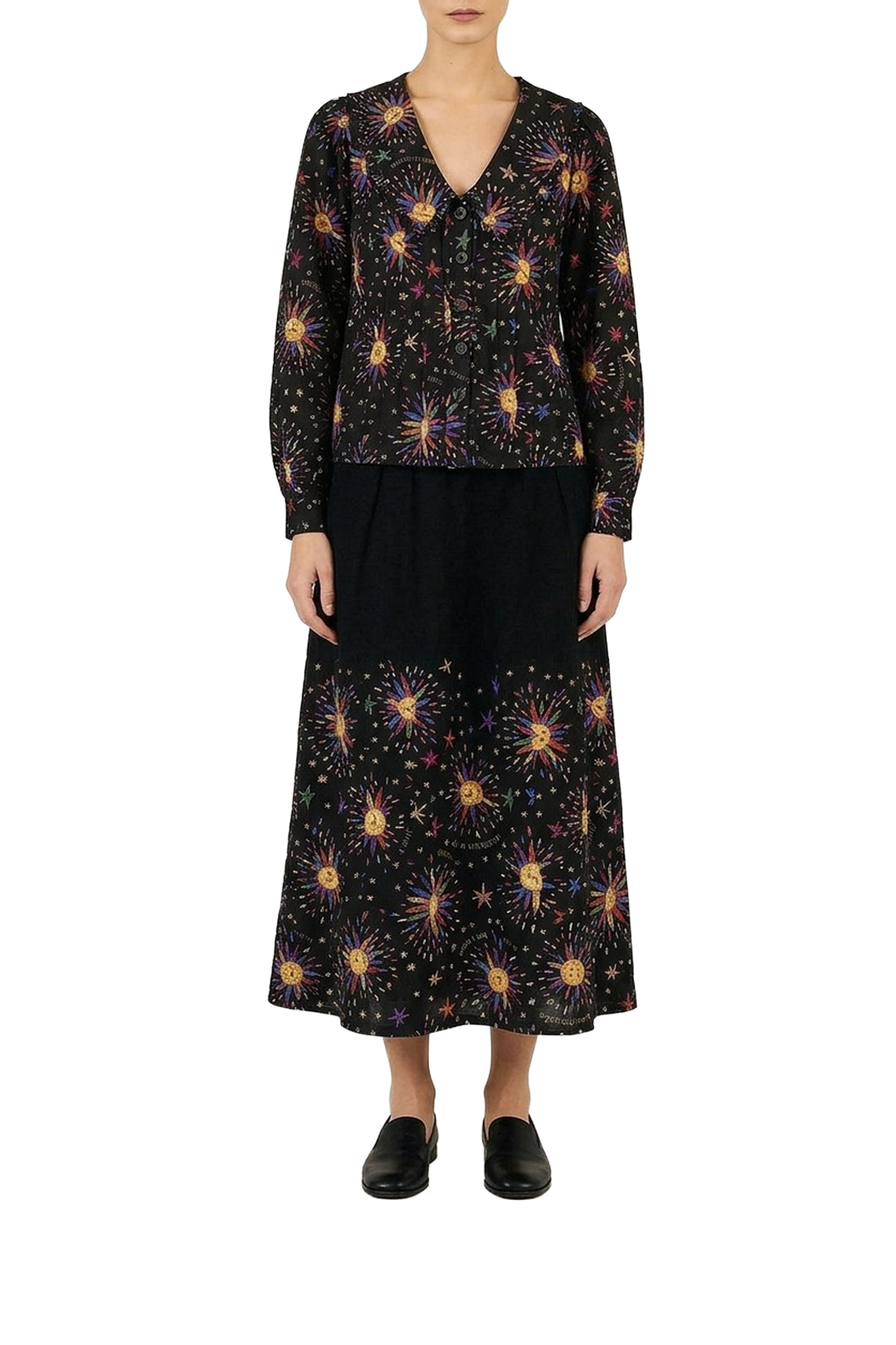 Blouse Rainbow Suns - Noir