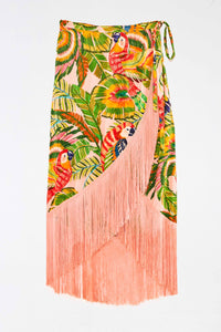 Jupe portefeuille Macaw Leaves - Multicolore