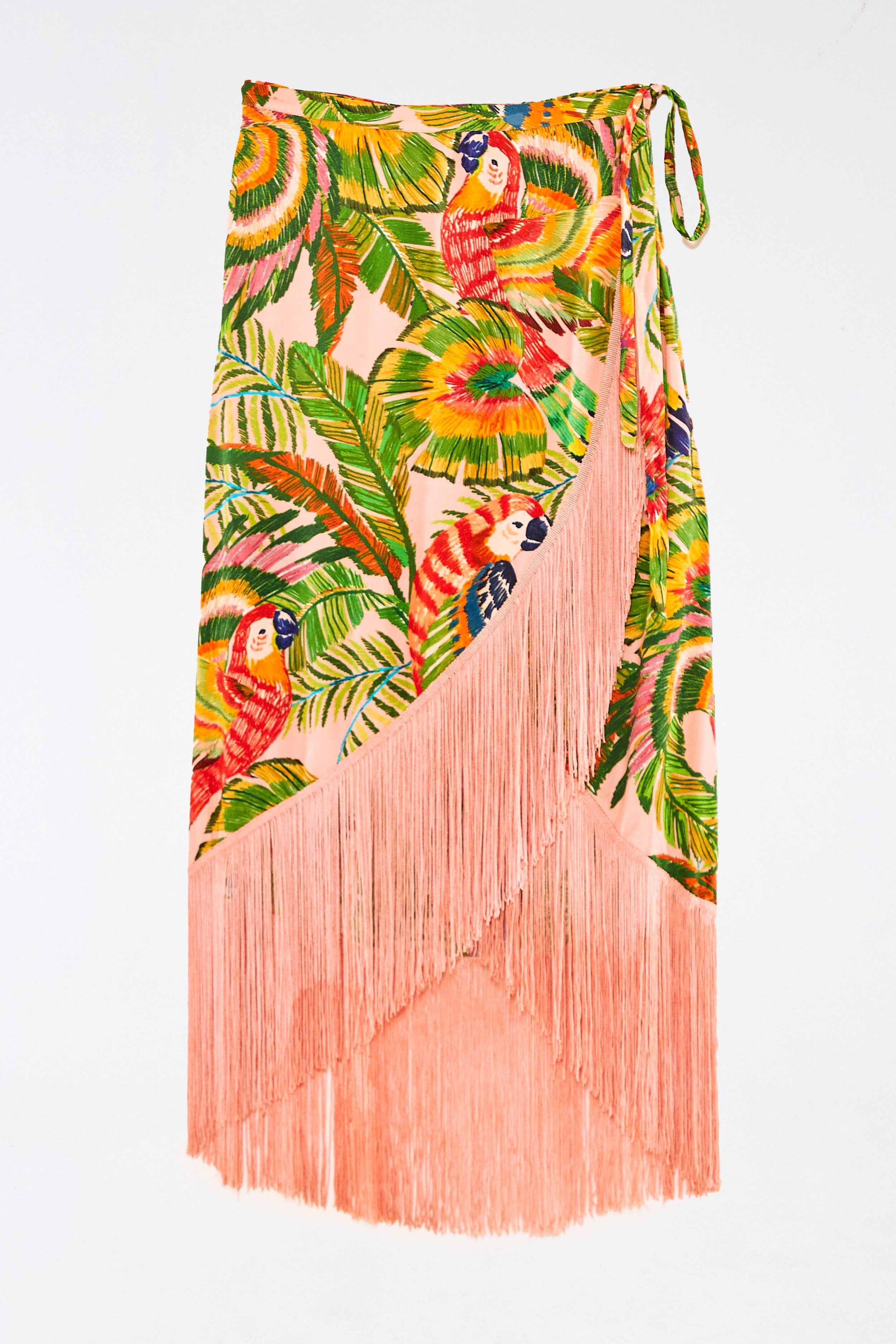 Jupe portefeuille Macaw Leaves - Multicolore