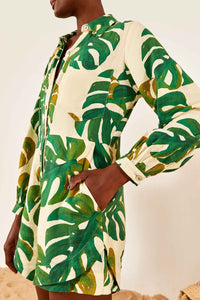 MEDIA OFF LINE_Combi-short Monstera en lin - Vert
