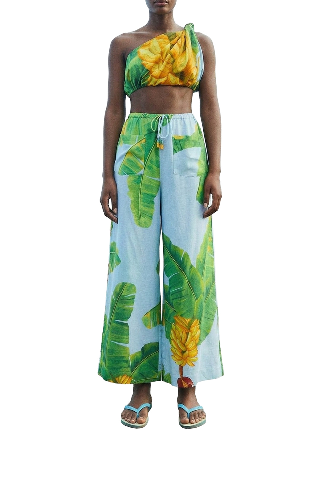 Top Fresh Bananas en lin - Bleu
