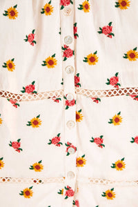 Robe midi Flowers brodée - Blanc