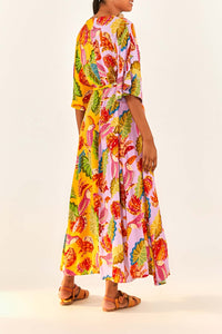 Beaks & Bananas Wrap Maxi Dress - Pink