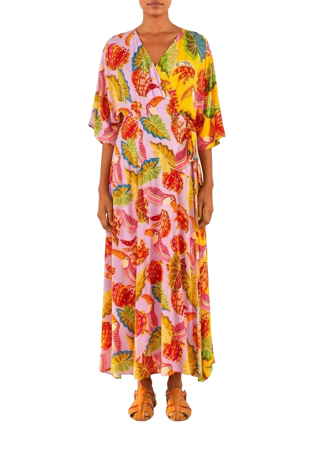 Beaks & Bananas Wrap Maxi Dress - Pink