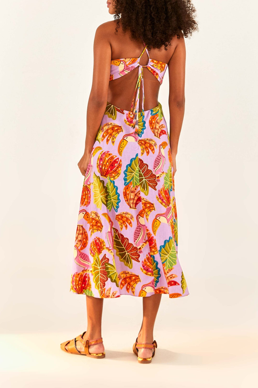 Robe midi Beaks & Bananas en lin - Rose
