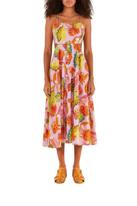 Robe midi Beaks & Bananas en lin - Rose