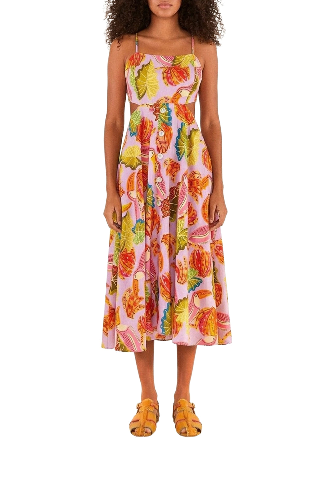 Robe midi Beaks & Bananas en lin - Rose