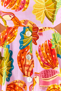 Robe midi Beaks & Bananas en lin - Rose