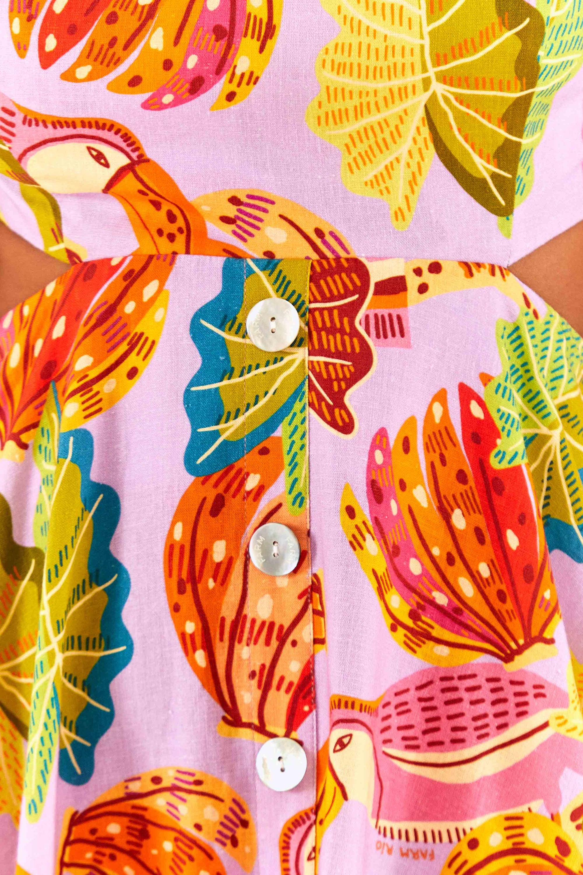 Robe midi Beaks & Bananas en lin - Rose