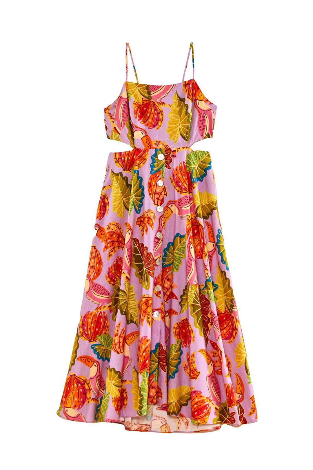 Robe midi Beaks & Bananas en lin - Rose
