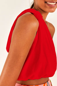 Top court Knot en lin - Rouge