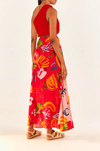 Top court Knot en lin - Rouge