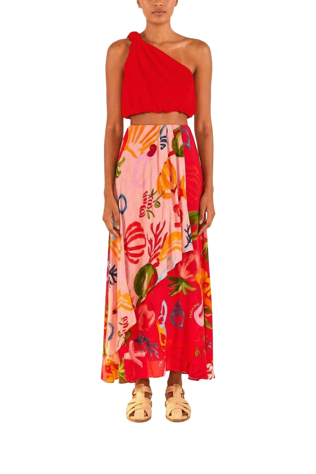 Top court Knot en lin - Rouge