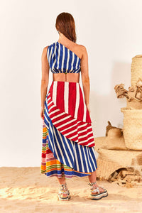 Top Stripe Twisted en lin - Multicolore