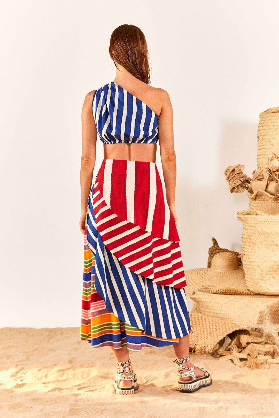 Top Stripe Twisted en lin - Multicolore