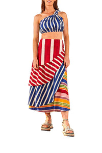 Top Stripe Twisted en lin - Multicolore