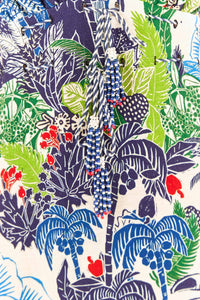 Graphic Rio midi dress in linen - Blue