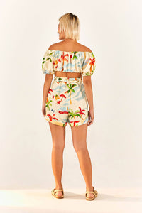 Copacabana short linen top - Multicoloured