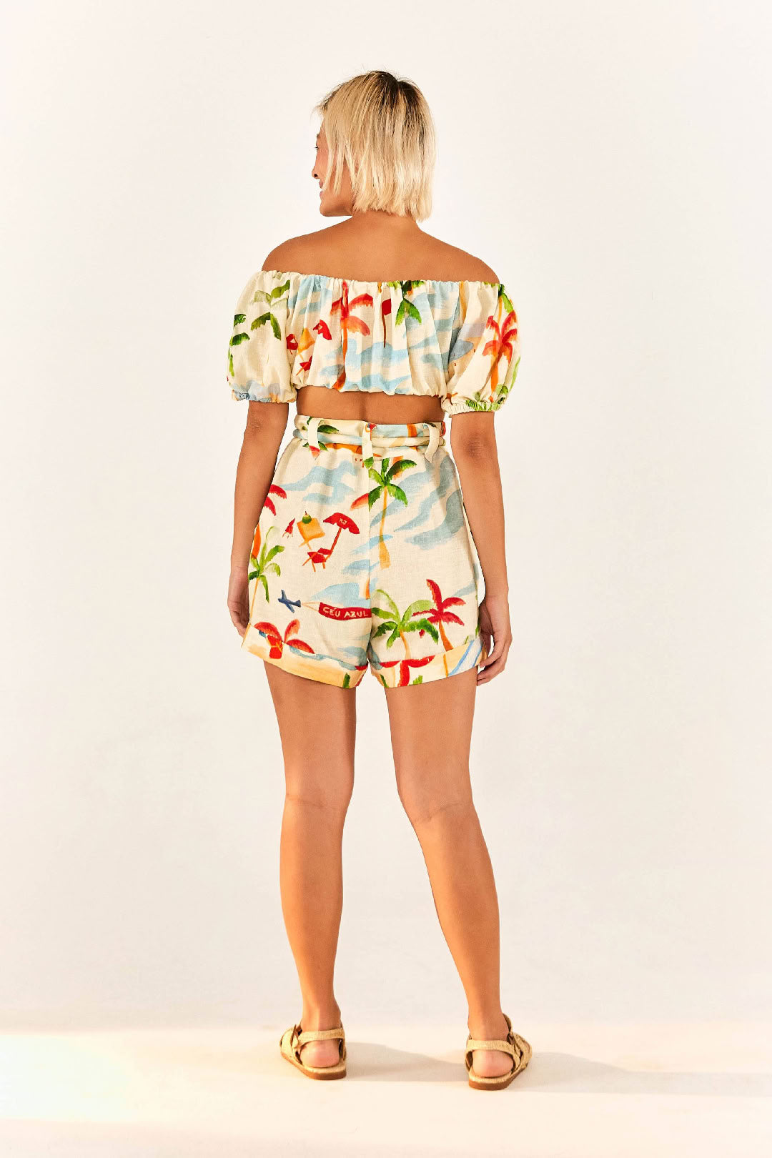 Copacabana short linen top - Multicoloured
