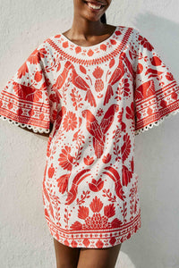 Robe courte Jungle Flow en lin - Multicolore
