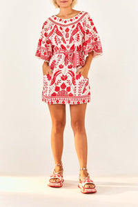 Robe courte Jungle Flow en lin - Multicolore
