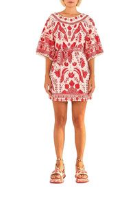 Robe courte Jungle Flow en lin - Multicolore
