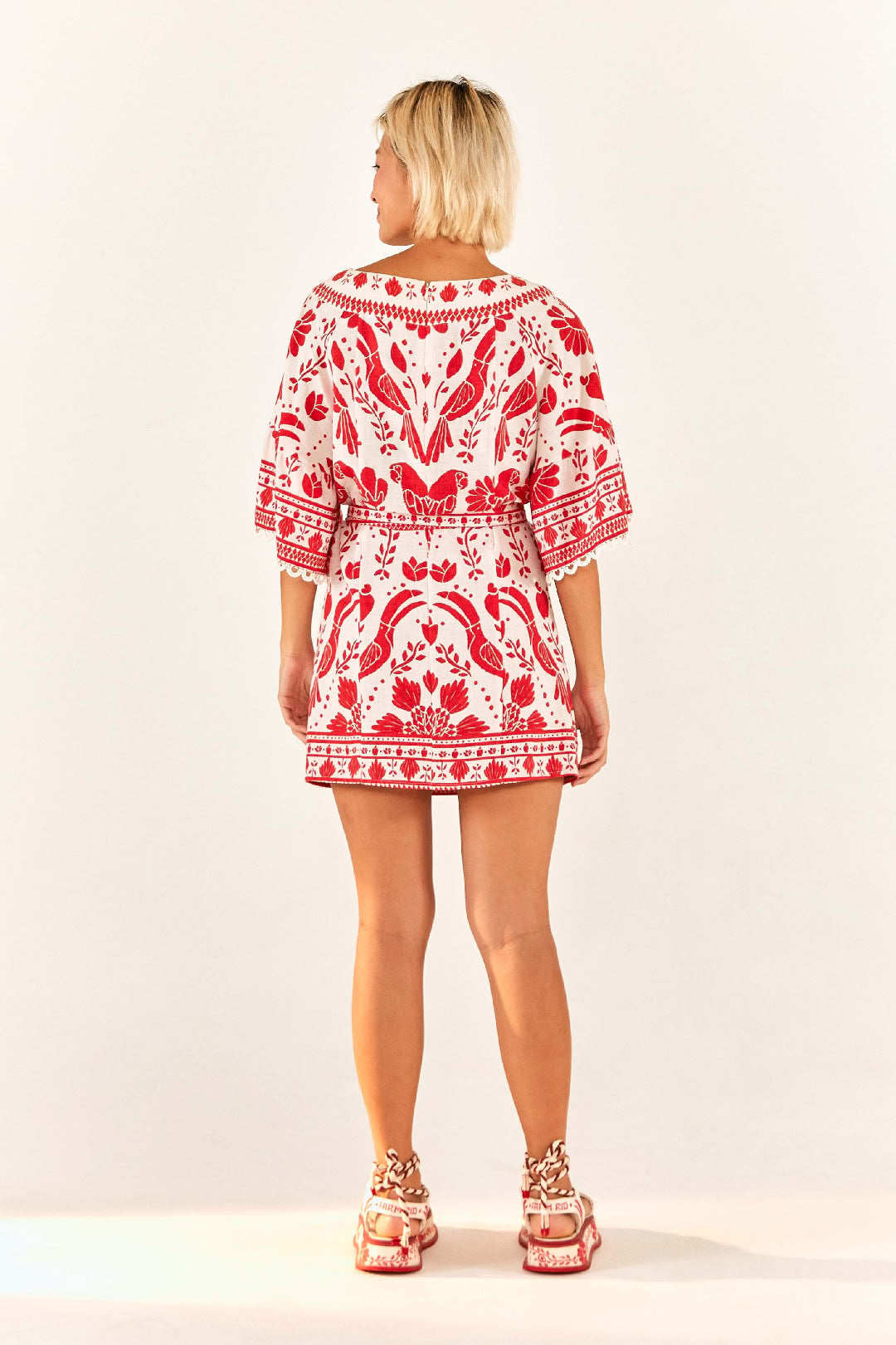 Robe courte Jungle Flow en lin - Multicolore