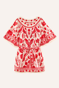 Robe courte Jungle Flow en lin - Multicolore