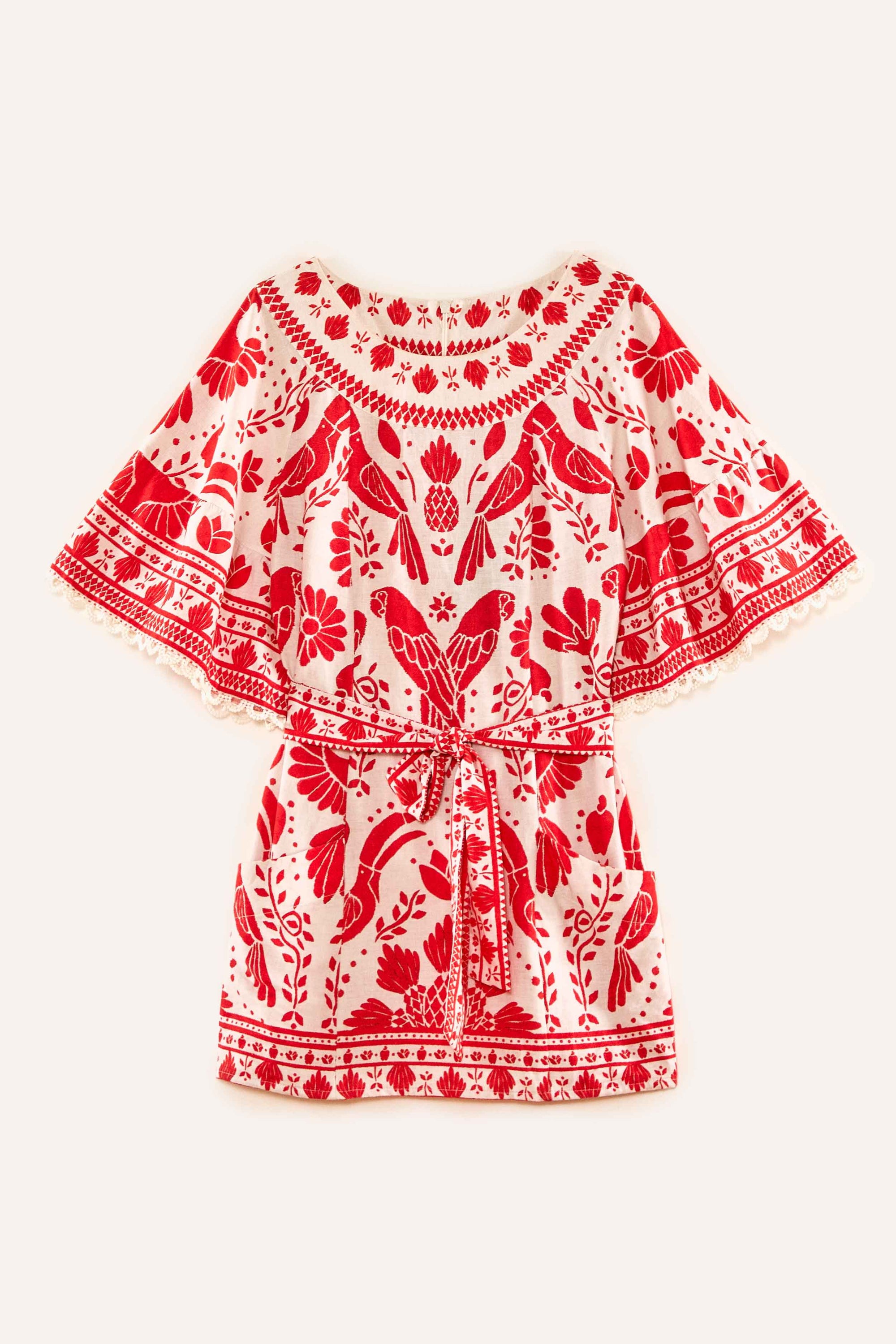 Robe courte Jungle Flow en lin - Multicolore