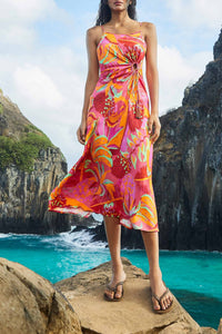 Robe midi Fruit Brush à découpe - Multicolore