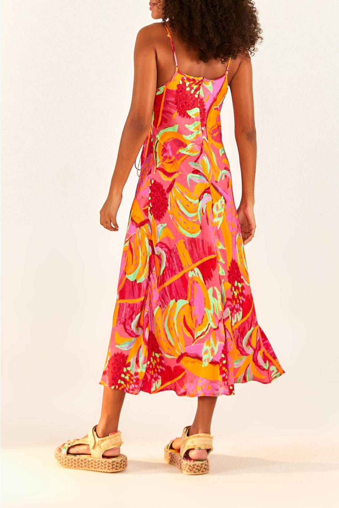 Robe midi Fruit Brush à découpe - Multicolore
