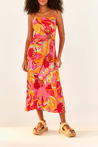 Robe midi Fruit Brush à découpe - Multicolore