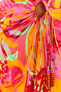 Robe midi Fruit Brush à découpe - Multicolore