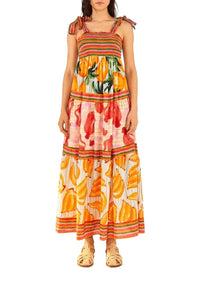 Robe longue Tiered - Jaune