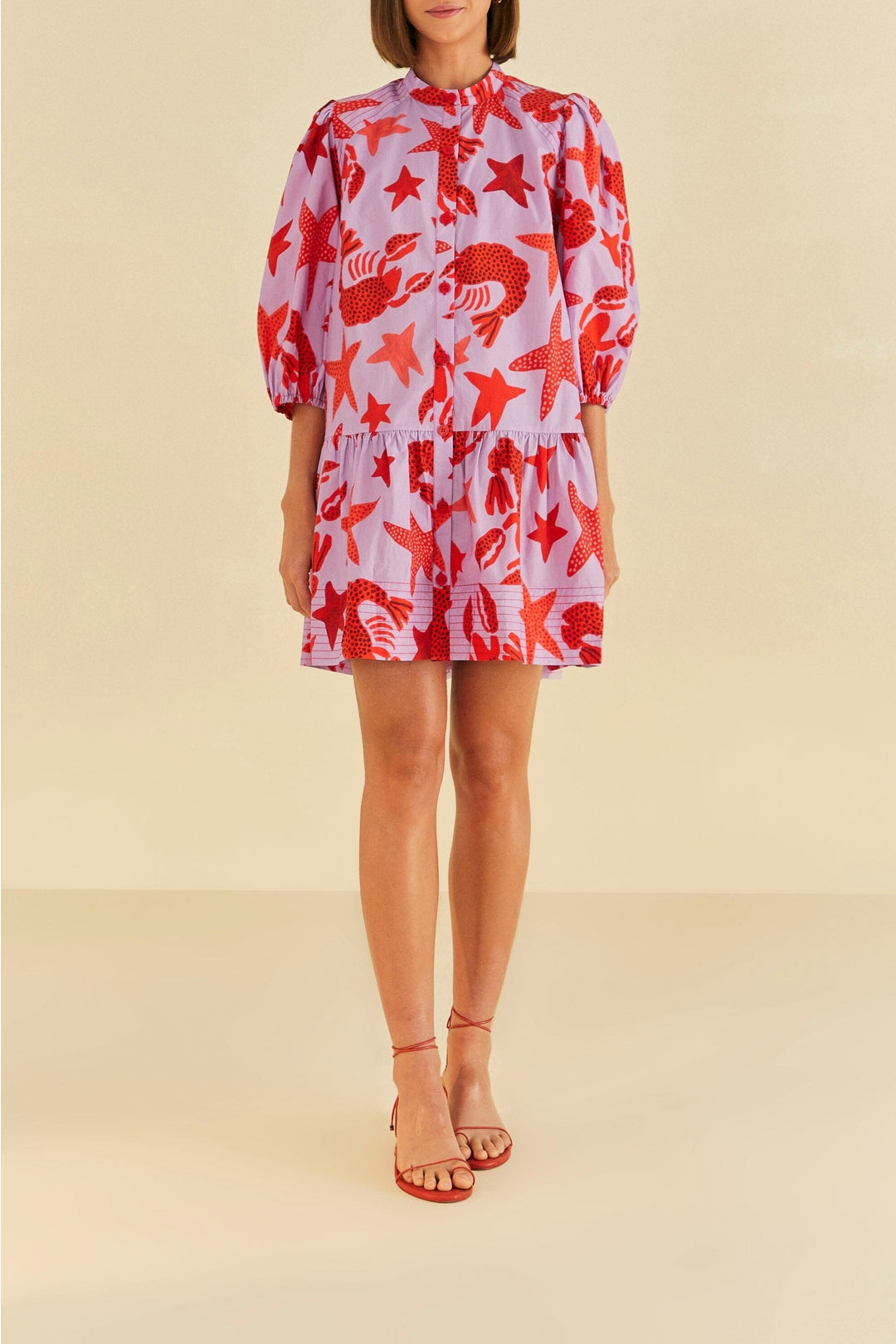 Robe courte Lobster Sky en coton - Multicolore