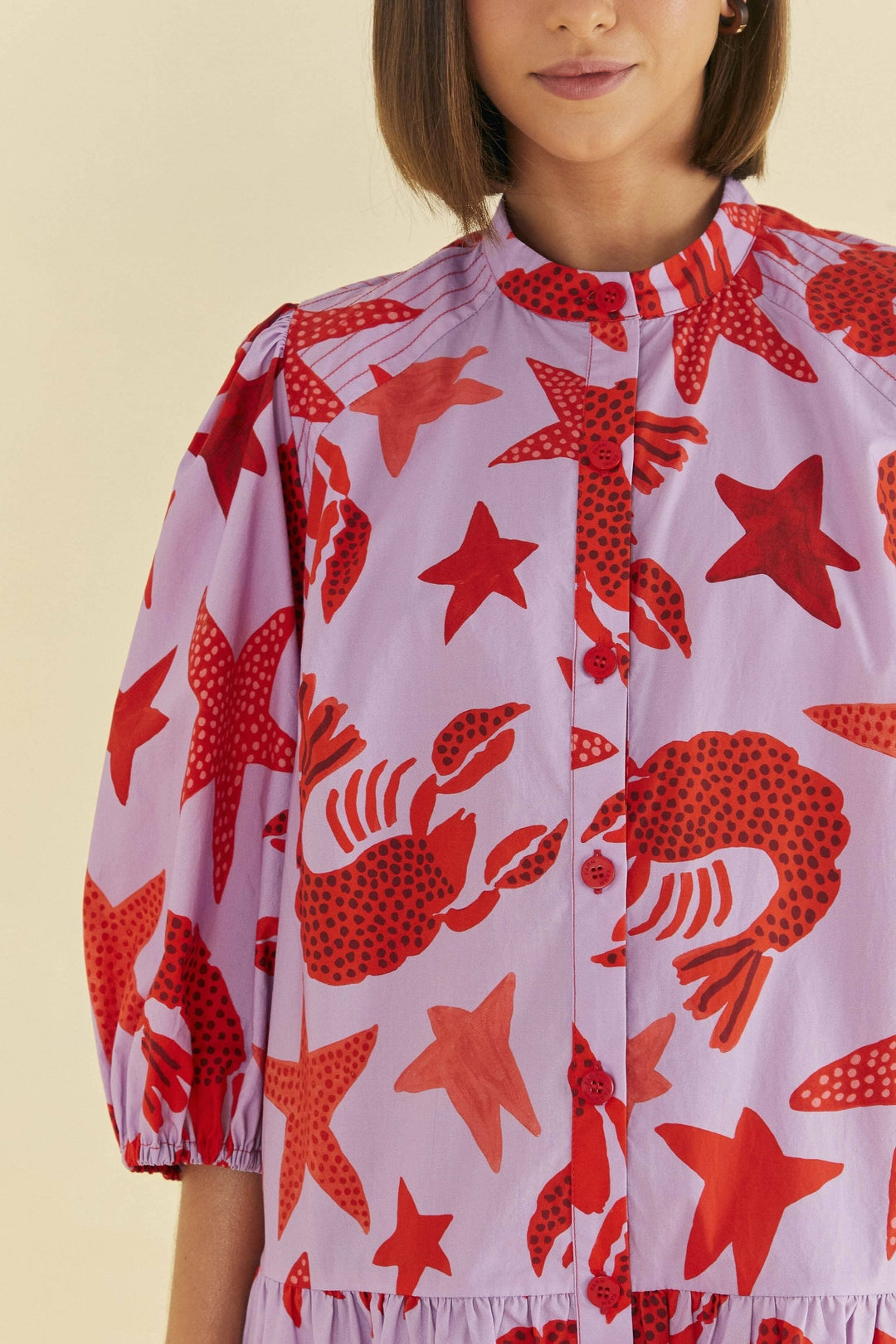 Robe courte Lobster Sky en coton - Multicolore