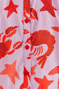 Robe courte Lobster Sky en coton - Multicolore