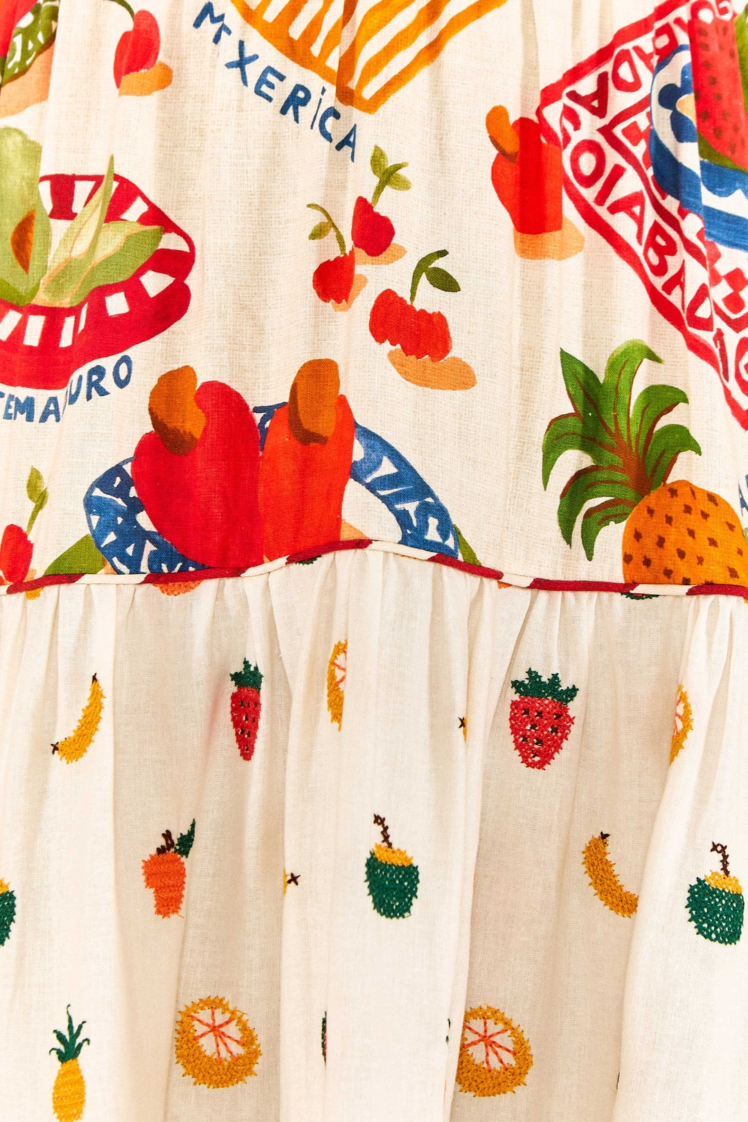 Robe longue Picnic en lin - Multicolore