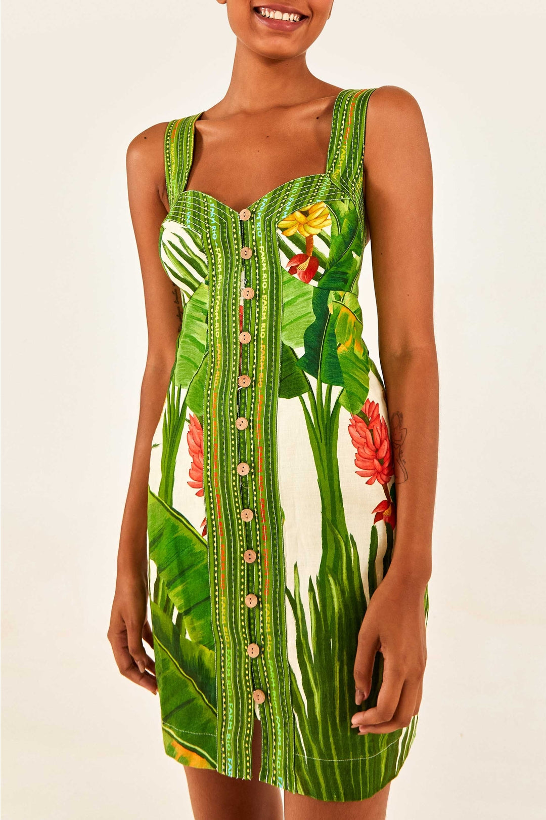 MEDIA OFF LINE_Robe courte Fresh Forest Écharpe en lin - Multicolore