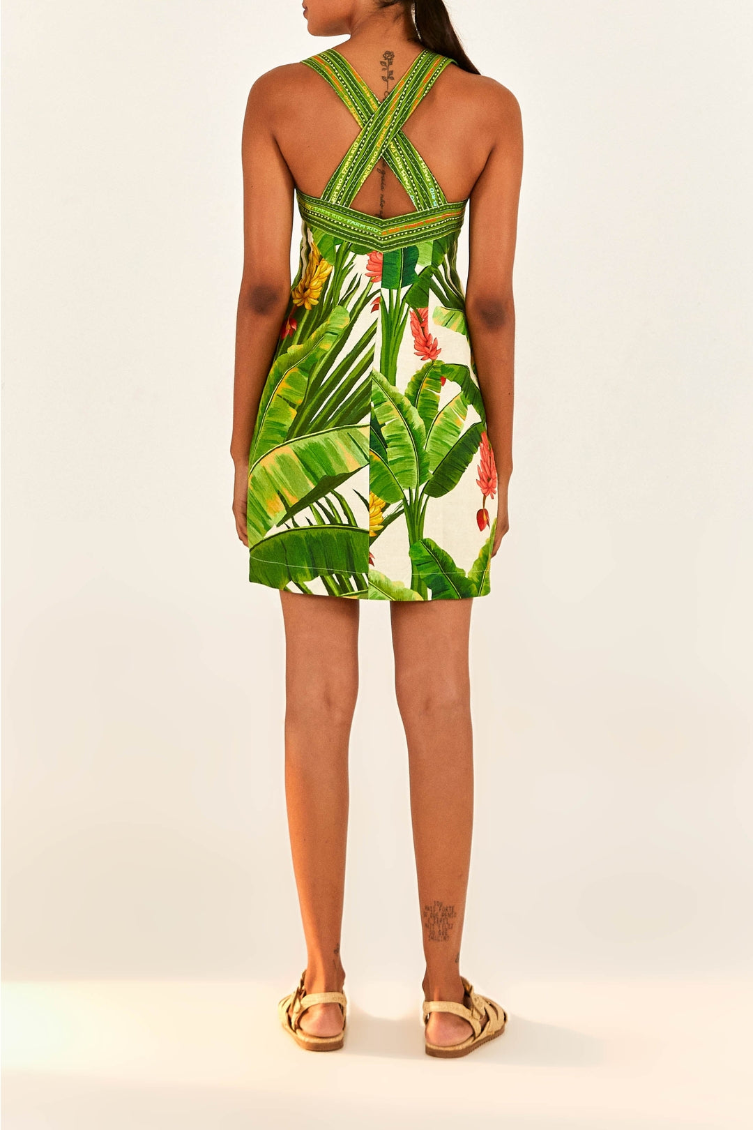 MEDIA OFF LINE_Robe courte Fresh Forest Écharpe en lin - Multicolore
