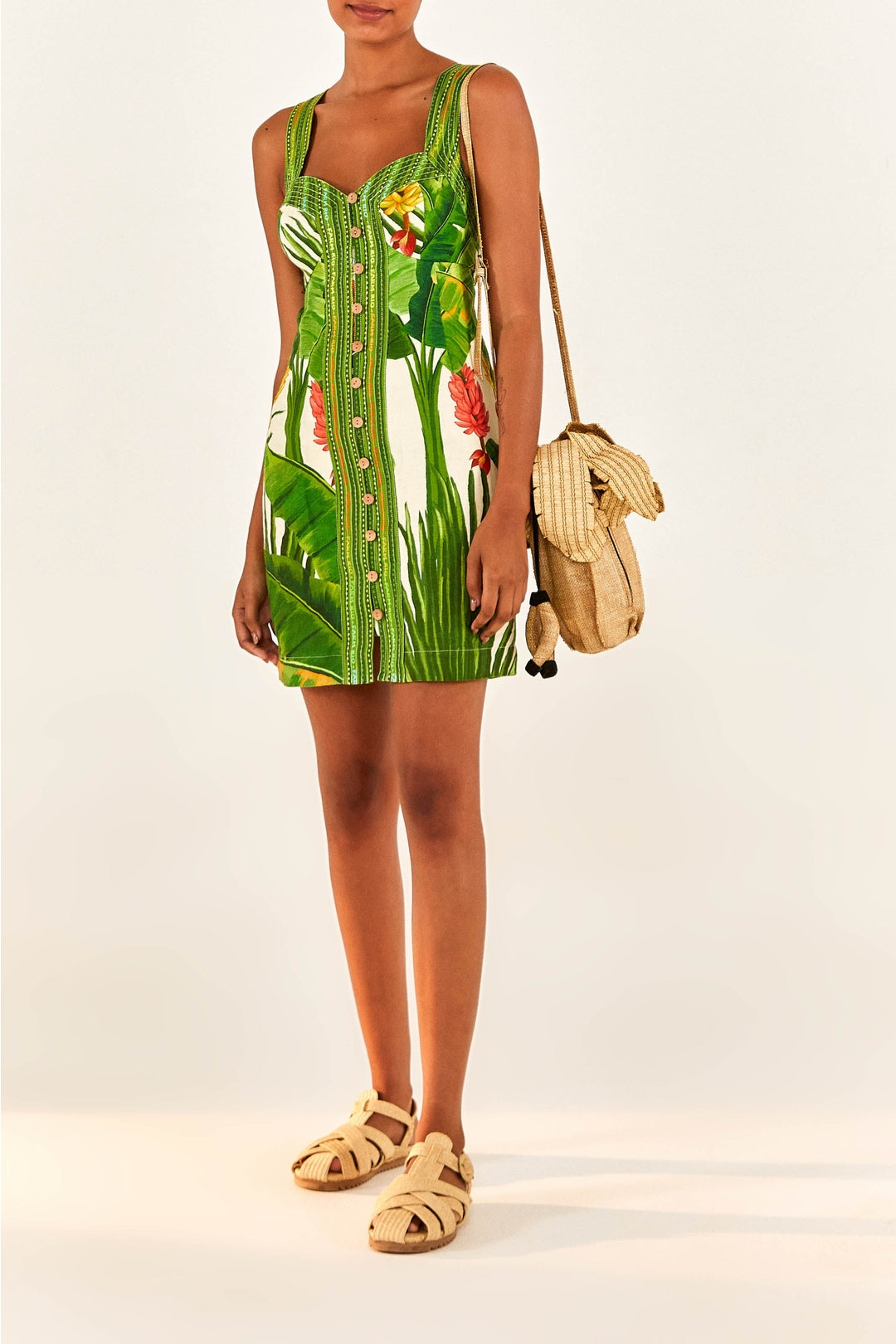 MEDIA OFF LINE_Robe courte Fresh Forest Écharpe en lin - Multicolore