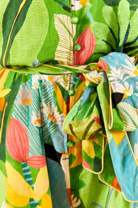 Combi-short Vintage Toucans en lin - Multicolore