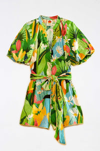 Combi-short Vintage Toucans en lin - Multicolore