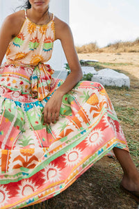 Robe longue Rainbow Sunset - Jaune