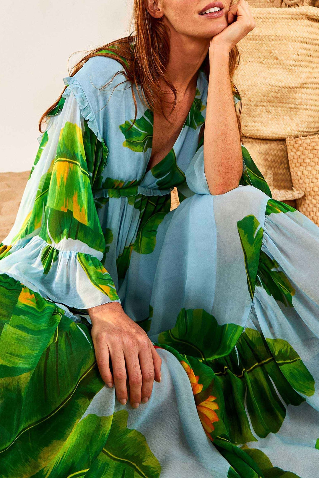 Robe longue Fresh Bananas - Bleu